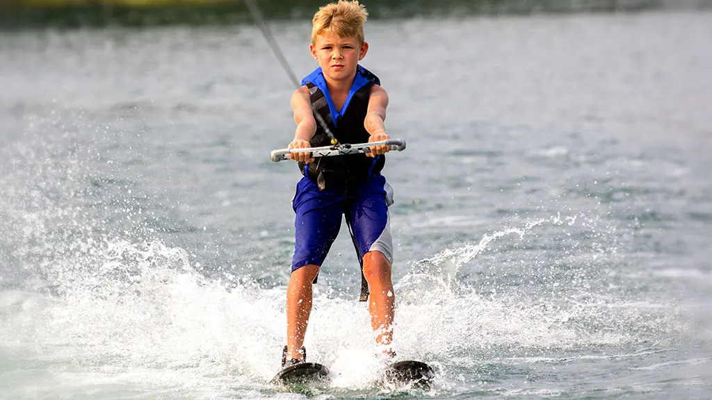 Water skiing at sleep away camp